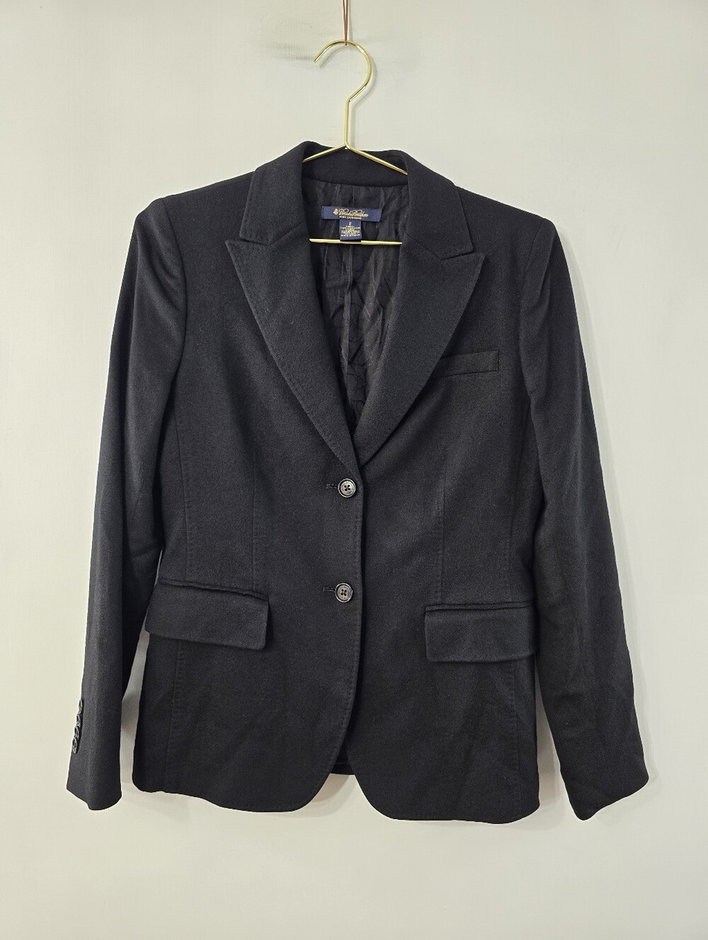 Loro Piana Brooks Brothers Two Button Cashmere Blazer Jacket Solid Black Size 2 - Picture 2 of 16